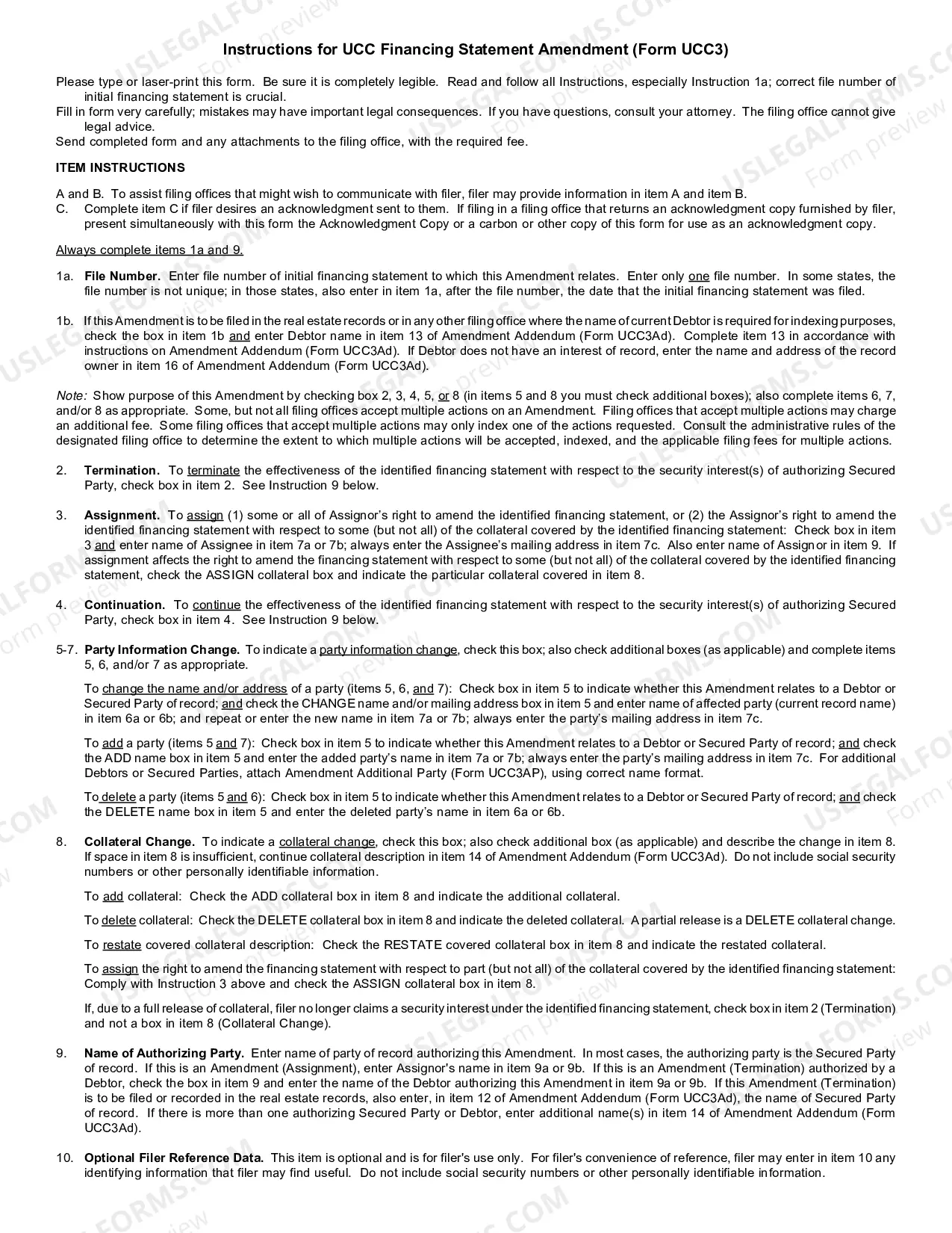 Preview West Virginia UCC3 Financing Statement Amendment