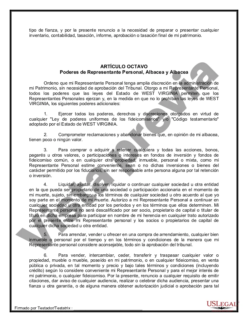 Preview Formulario de última voluntad y testamento legal para persona soltera sin hijos