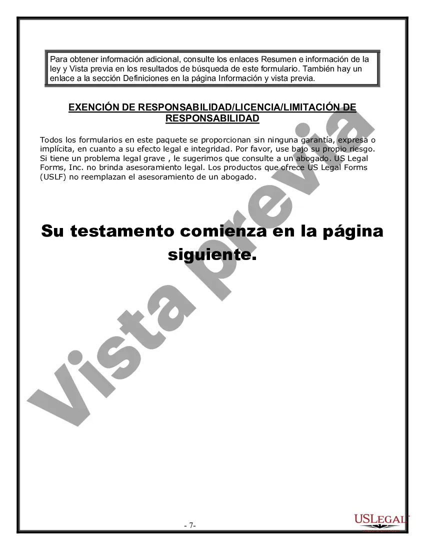 Preview Última voluntad y testamento legal para persona casada con hijos menores de edad de un matrimonio anterior