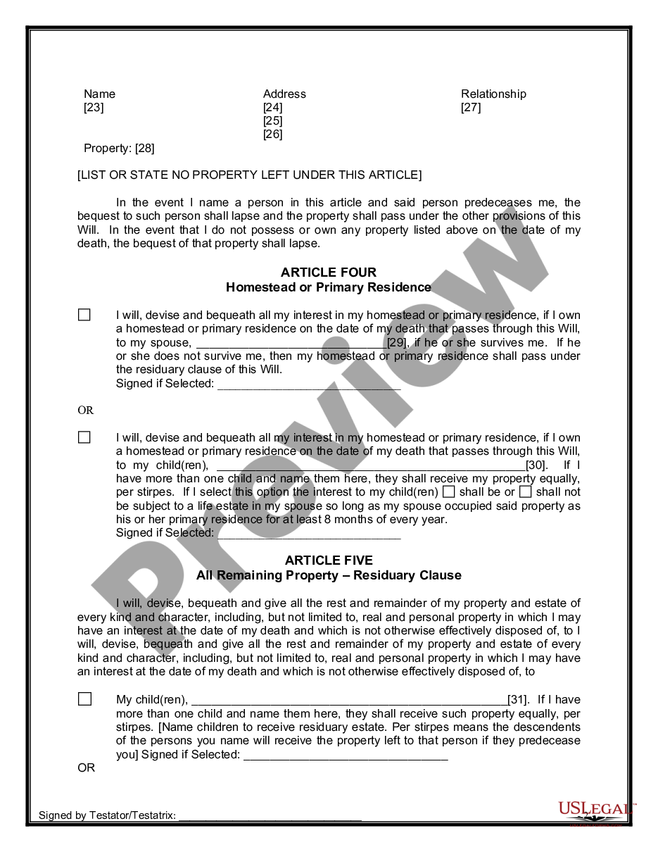 page 7 Legal Last Will and Testament for Married person with Minor Children from Prior Marriage preview