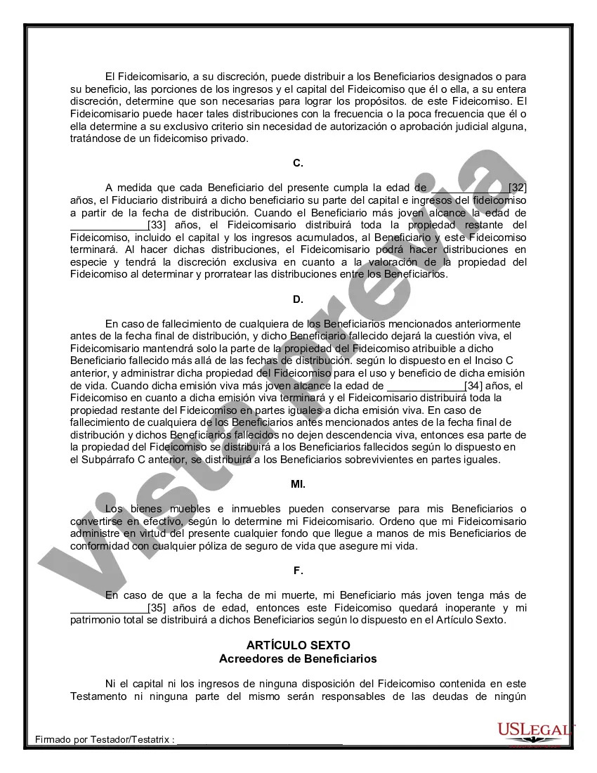 Preview Formulario de última voluntad y testamento legal para personas divorciadas que no se han vuelto a casar con hijos adultos y menores