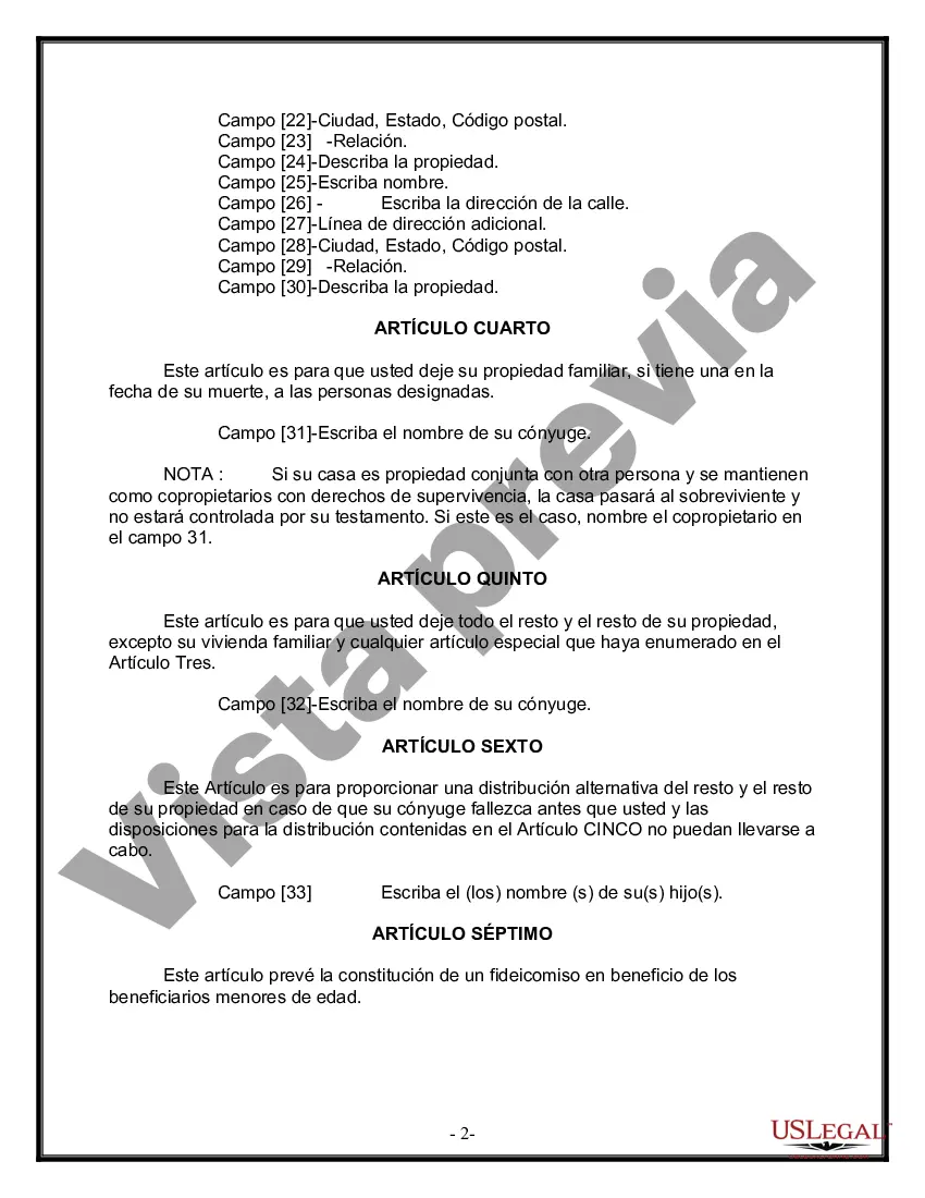 Preview Paquete de Voluntades Mutuas con Últimas Voluntades y Testamentos para Pareja Casada con Hijos Menores