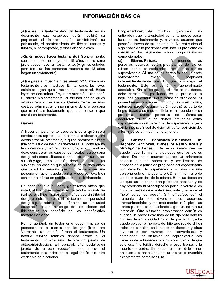 Preview Paquete de Voluntades Mutuas con Últimas Voluntades y Testamentos para Pareja Casada con Hijos Menores