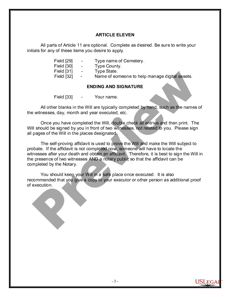 page 2 Legal Last Will and Testament Form for a Married Person with No Children preview