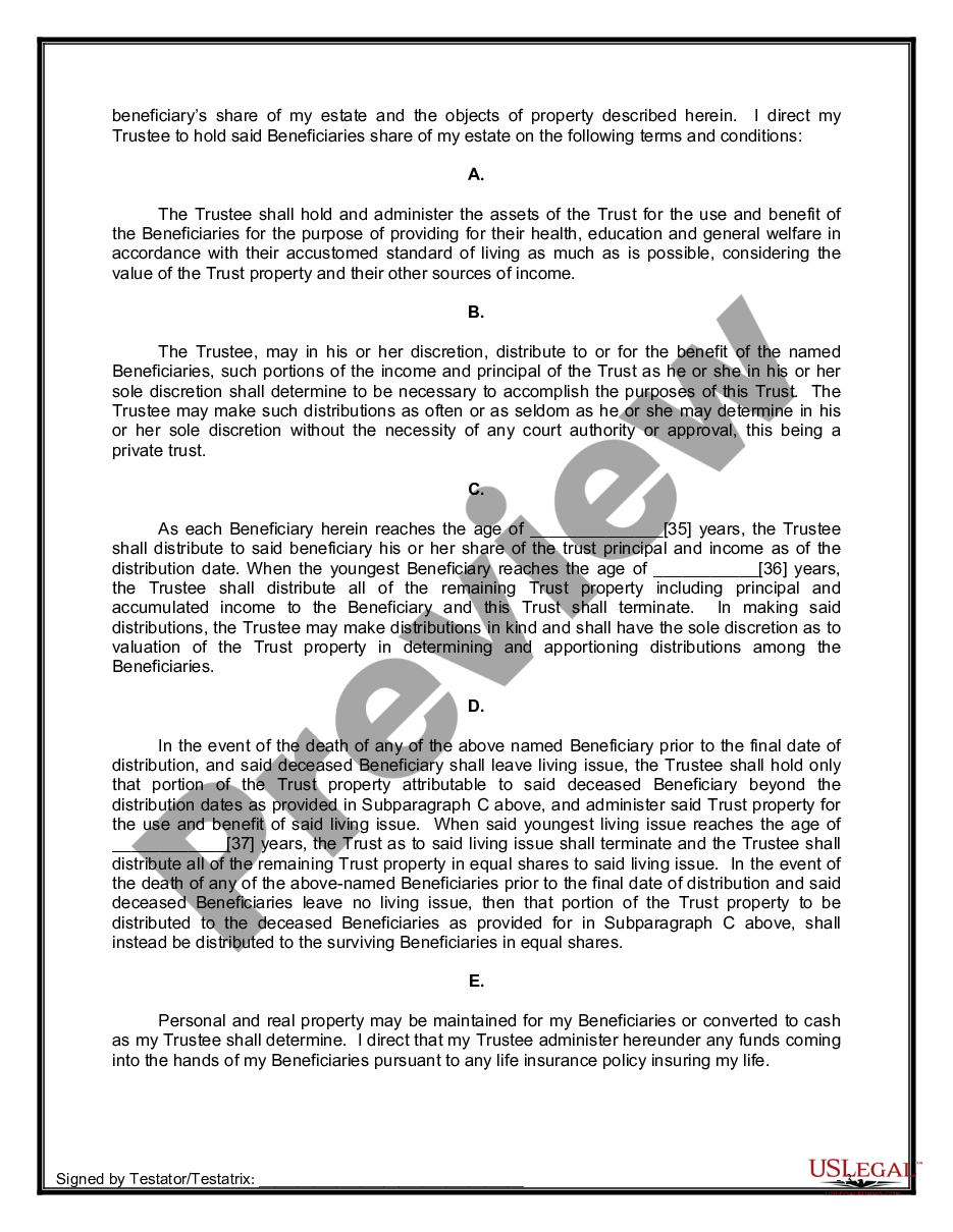 page 9 Legal Last Will and Testament Form for Married person with Minor Children preview