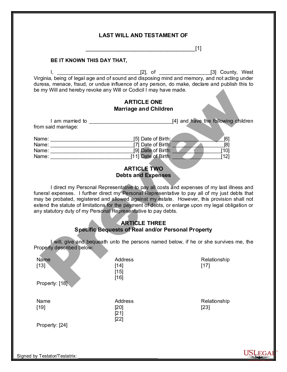 page 7 Legal Last Will and Testament Form for Married person with Minor Children preview