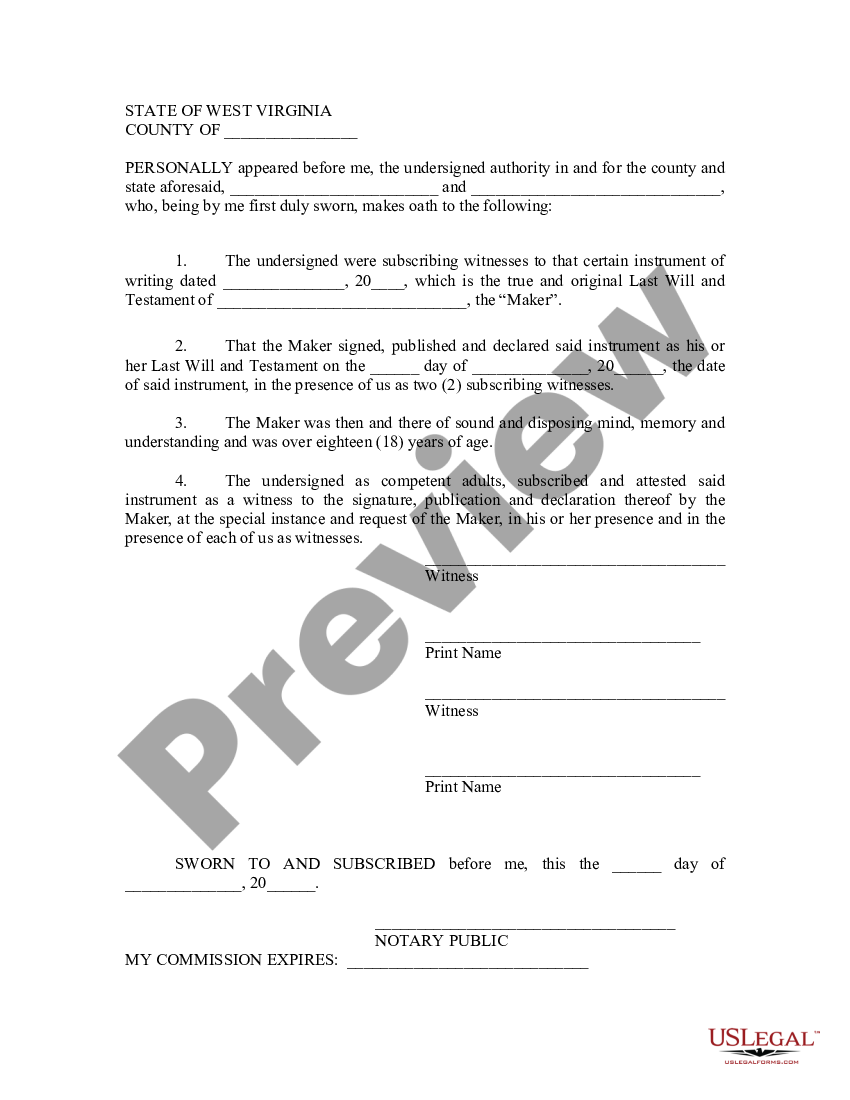 West virginia codicil to will form for amending your will writing a