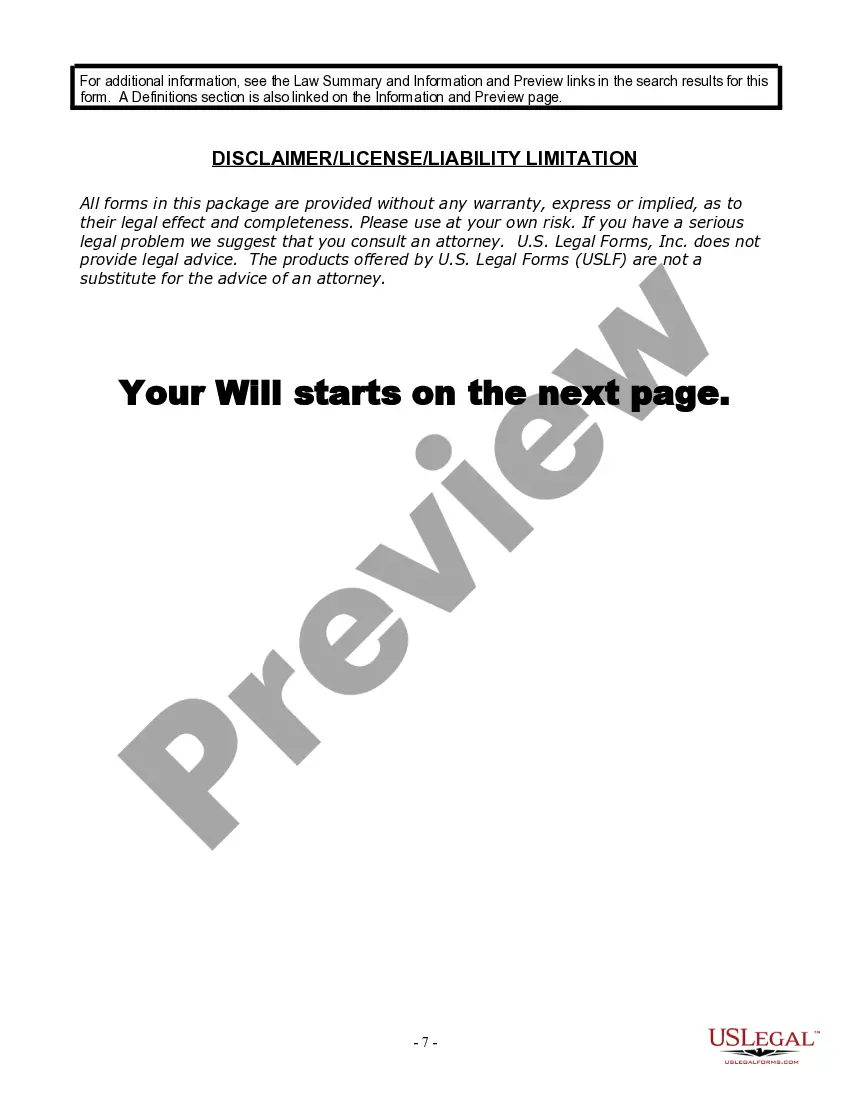 Preview Last Will and Testament for a Widow or Widower with Adult Children