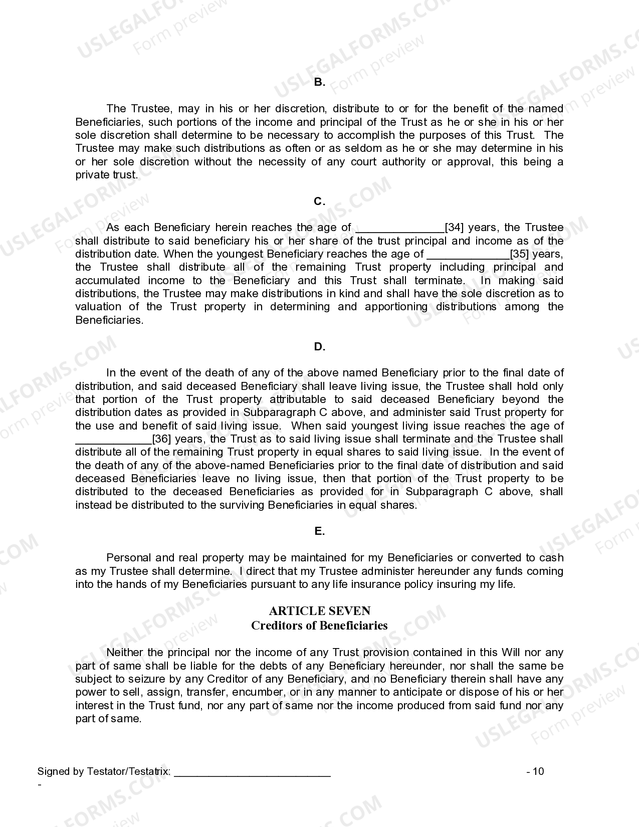 West Virginia Legal Last Will and Testament Form for a Widow or Widower with Adult and Minor ...