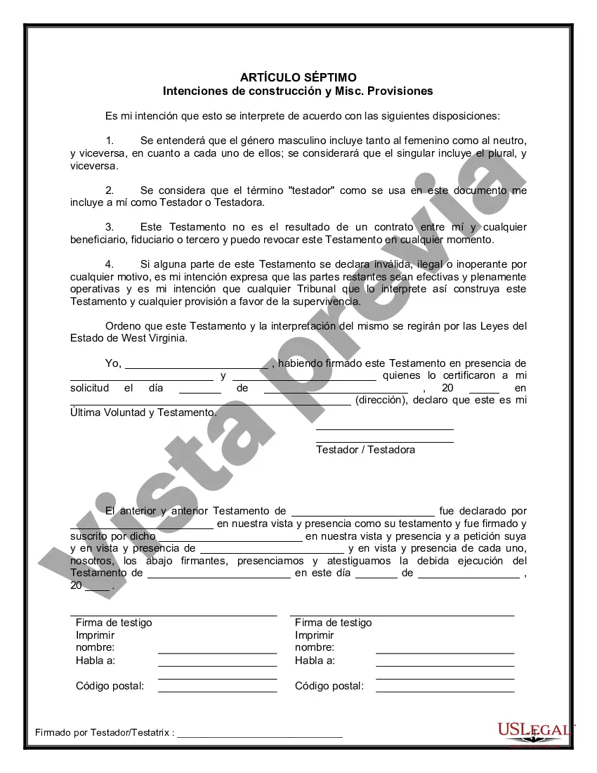 Preview Último testamento legal y formulario de testamento con todos los bienes en fideicomiso llamado testamento invertido
