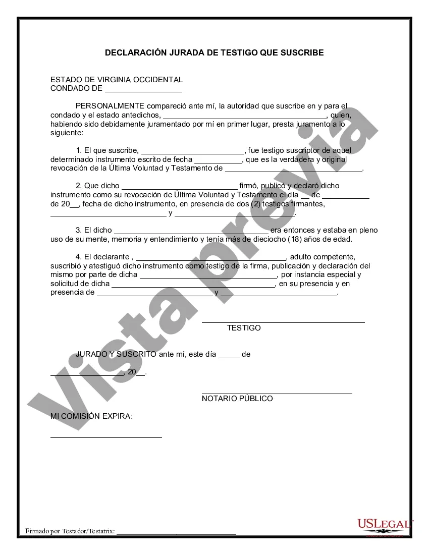 Preview Revocación por escrito del testamento