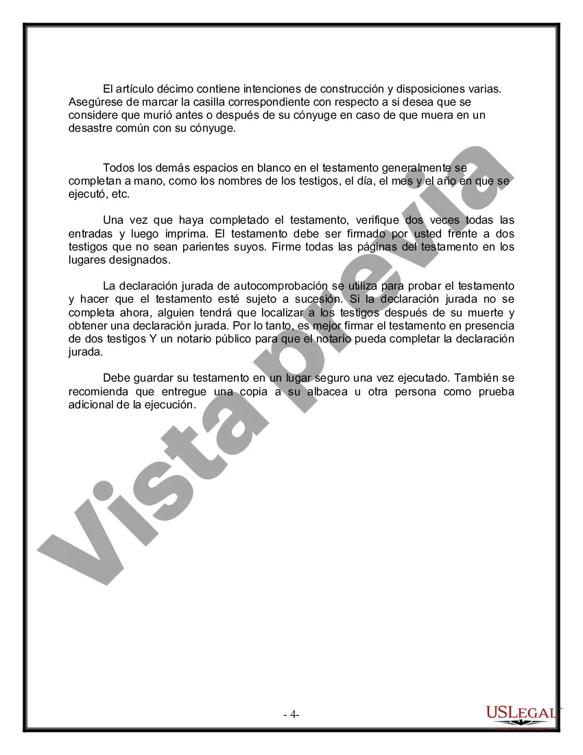 Preview Última voluntad y testamento para otras personas