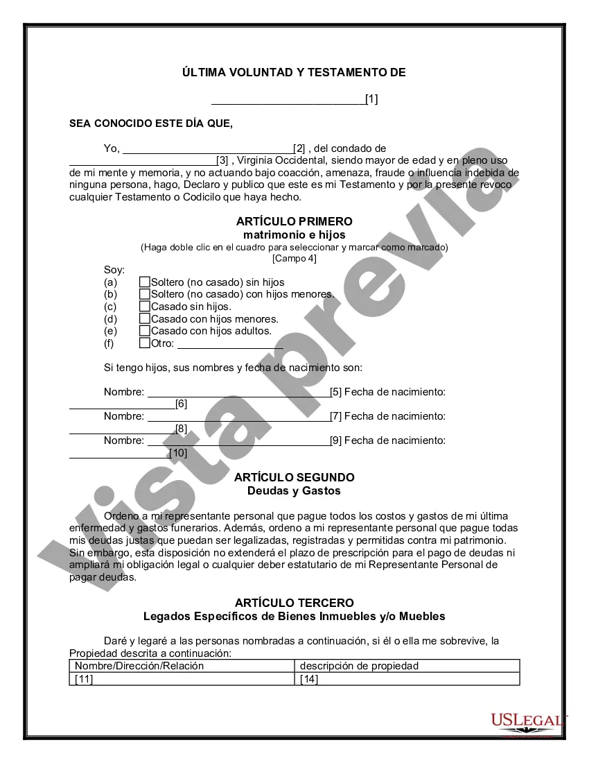 Preview Última voluntad y testamento para otras personas