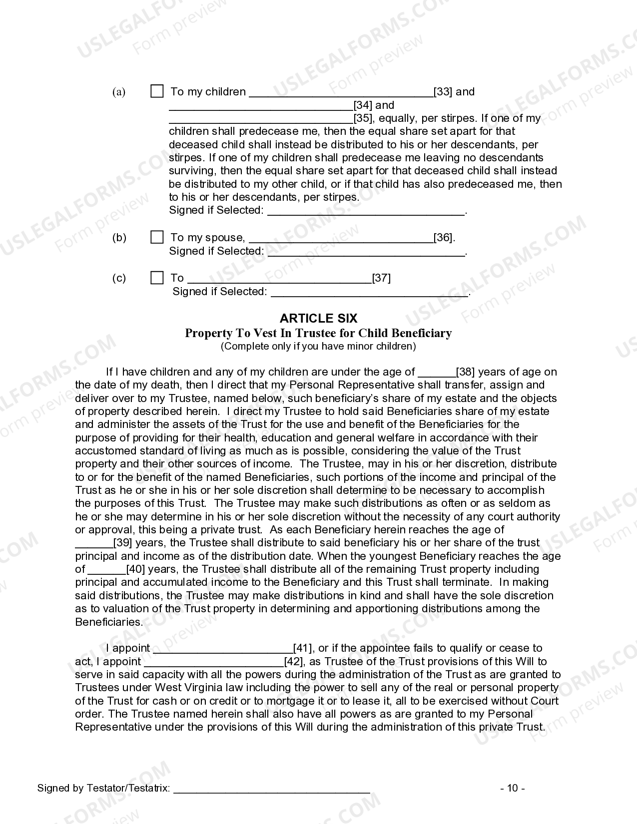 West Virginia Last Will and Testament for other Persons | US Legal Forms