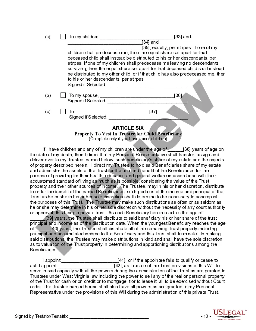 Preview Last Will and Testament for other Persons