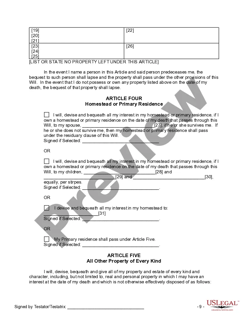 Preview Last Will and Testament for other Persons