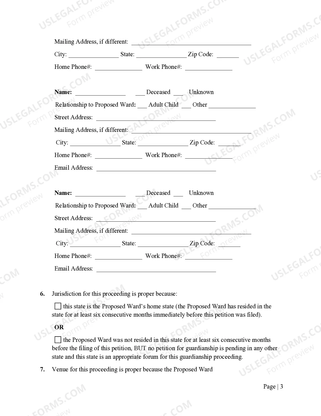 Preview Petition For Appointment of Guardian For An Adult