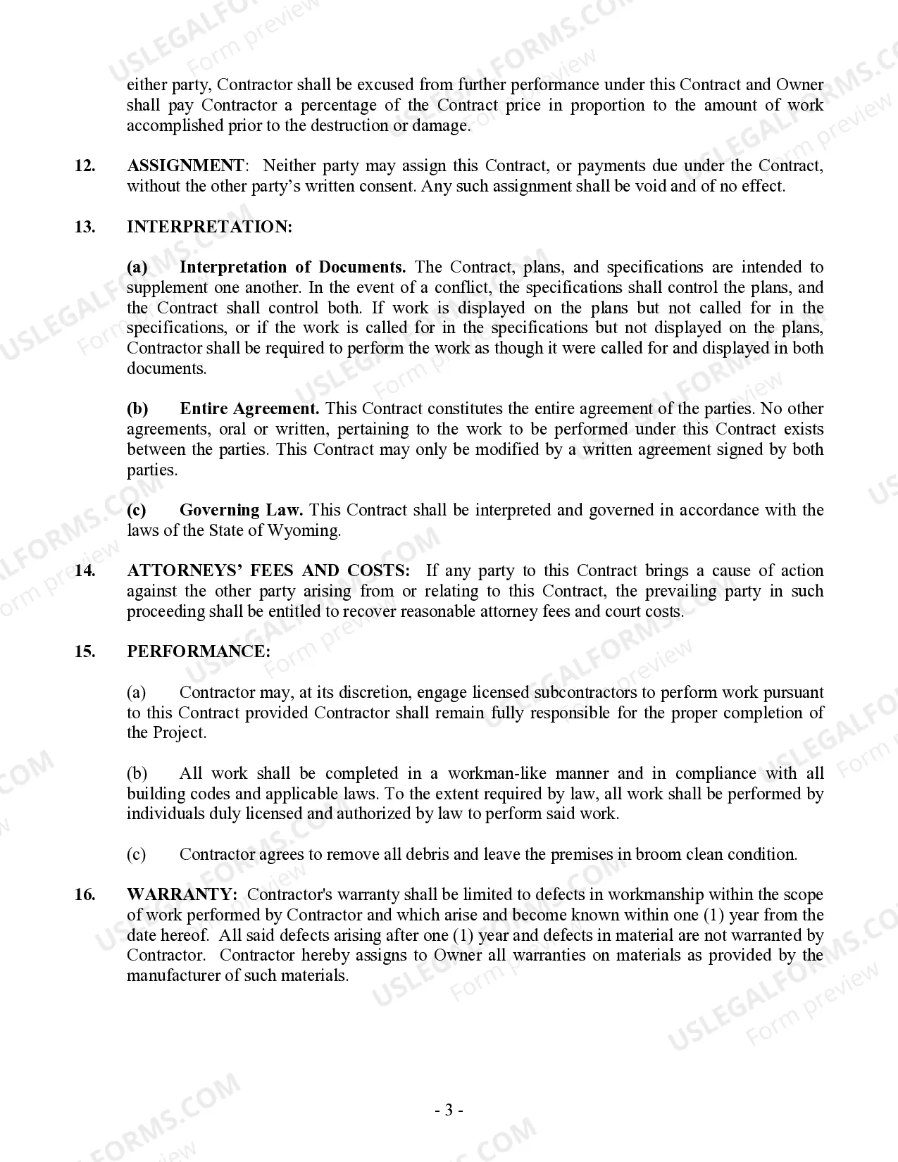 Preview Fencing Contract for Contractor