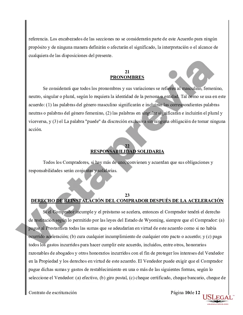 Preview Acuerdo o Contrato de Escritura de Venta y Compra de Bienes Raíces a/k/a Terreno o Contrato de Ejecución