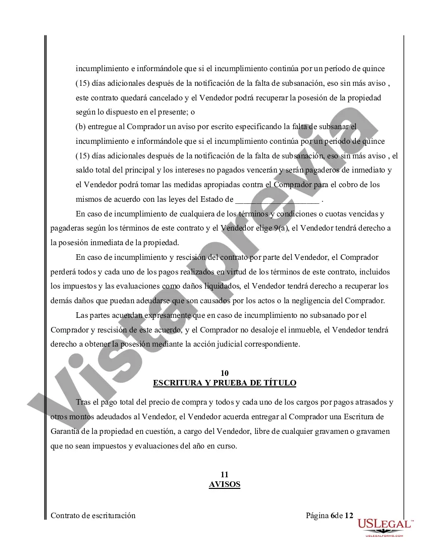 Preview Acuerdo o Contrato de Escritura de Venta y Compra de Bienes Raíces a/k/a Terreno o Contrato de Ejecución