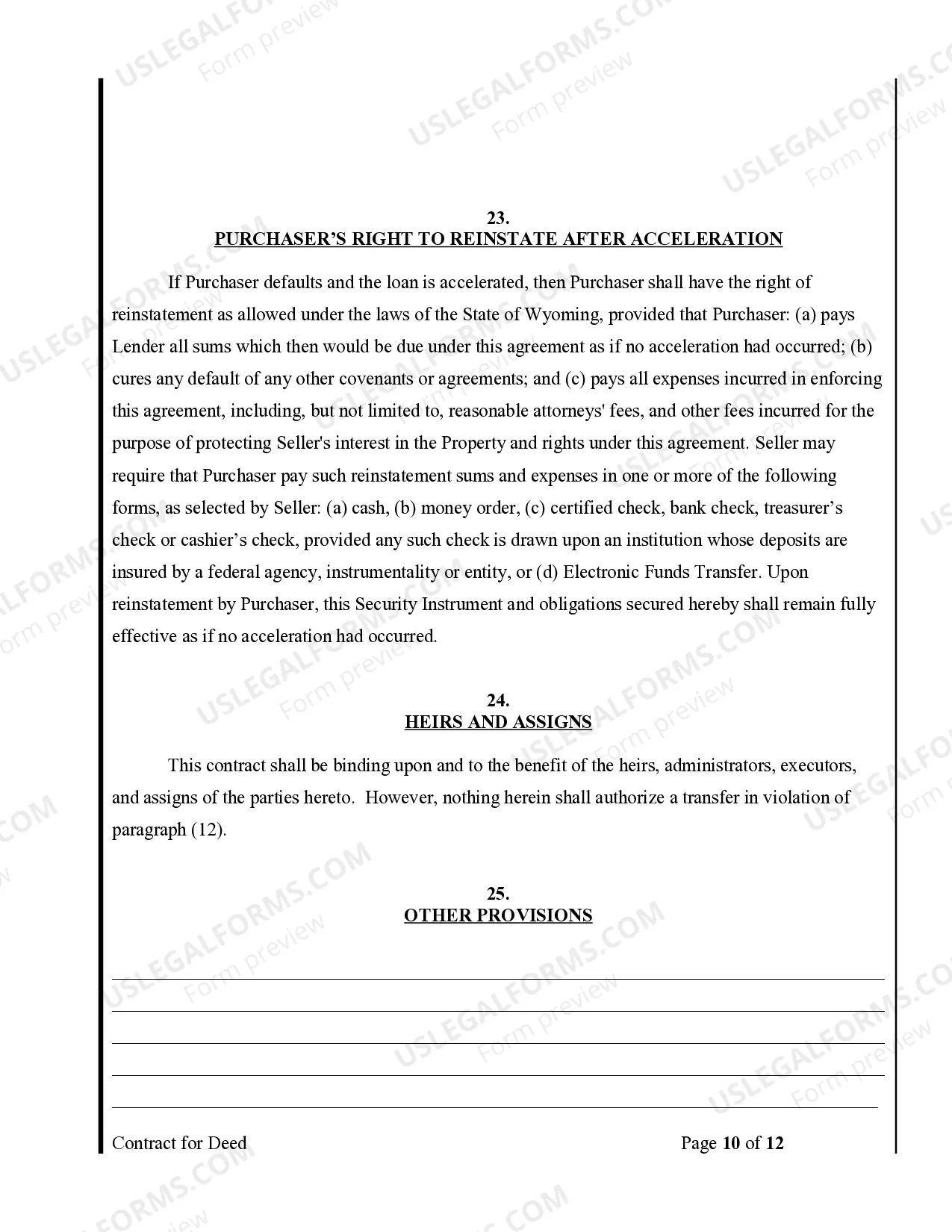 Preview Agreement or Contract for Deed for Sale and Purchase of Real Estate a/k/a Land or Executory Contract