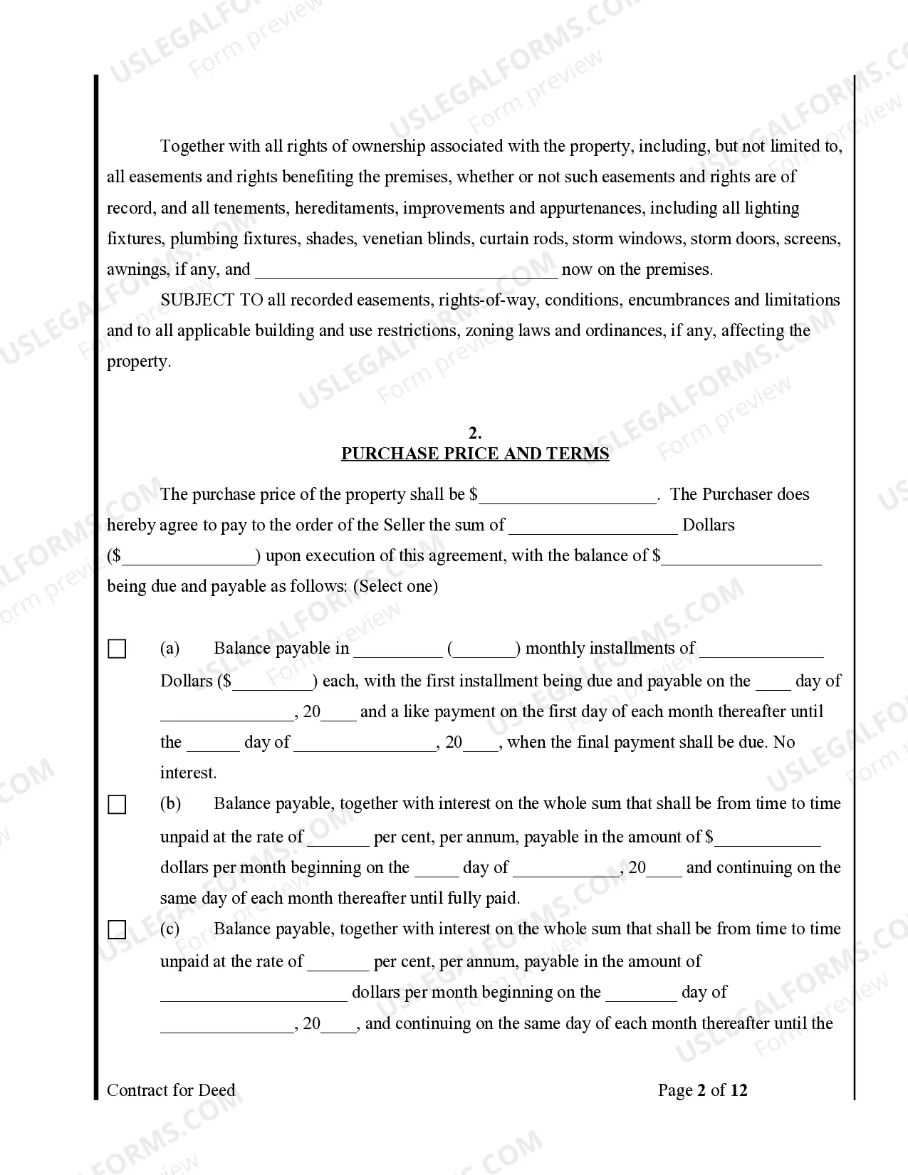 Preview Agreement or Contract for Deed for Sale and Purchase of Real Estate a/k/a Land or Executory Contract