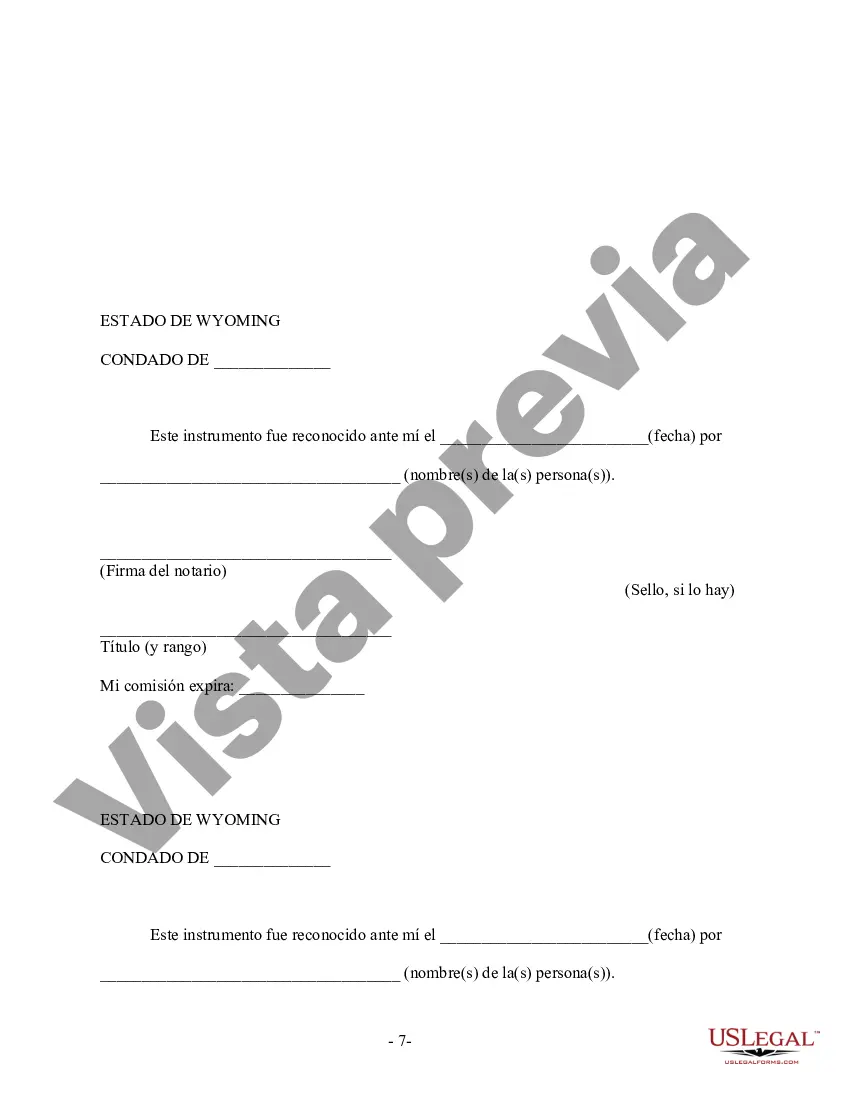 Preview Acuerdo prematrimonial prenupcial de Wyoming con estados financieros
