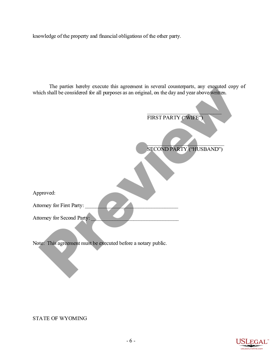 page 5 Wyoming Prenuptial Premarital Agreement with Financial Statements preview