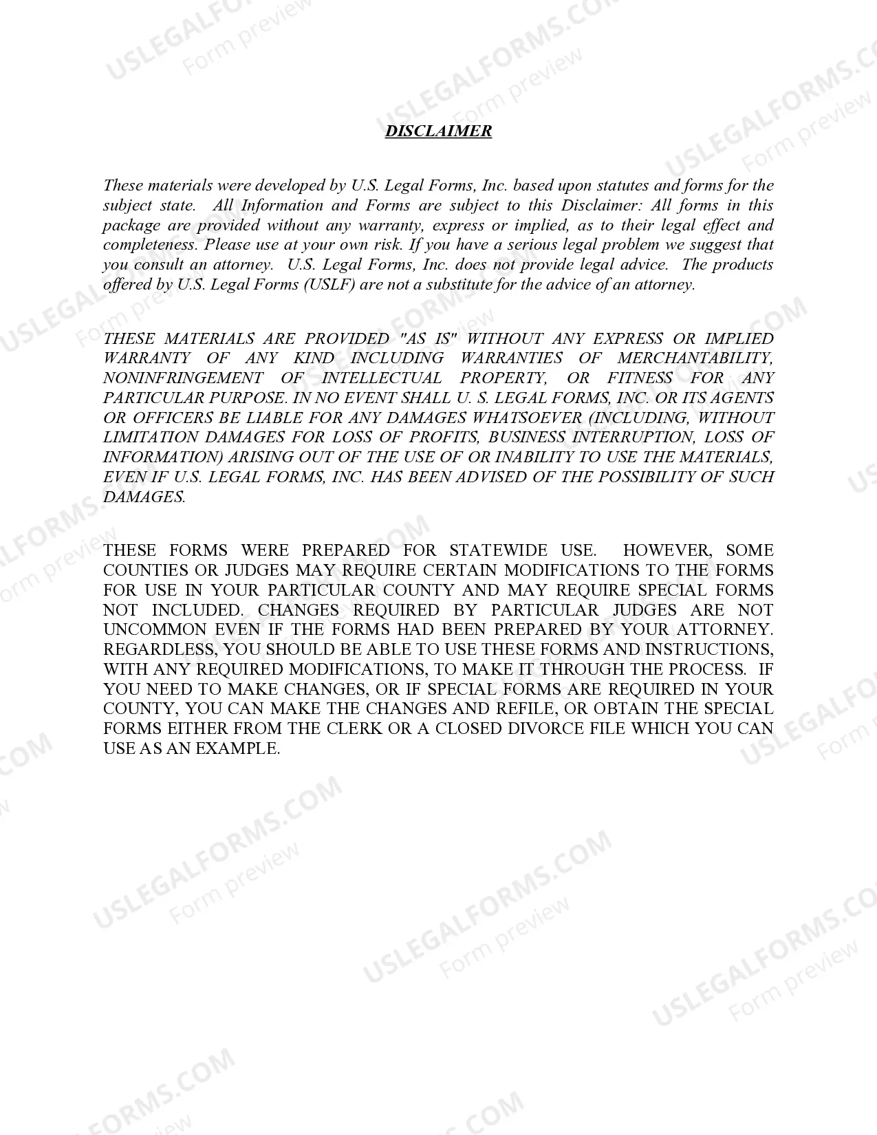 Preview Wyoming No-Fault Agreed Uncontested Divorce Package for Dissolution of Marriage for Persons with No Children with or without Property and Debts