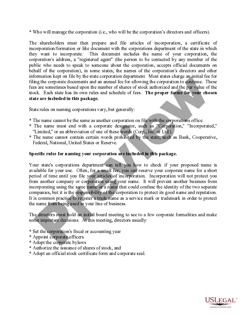 Preview Wyoming Business Incorporation Package to Incorporate Corporation