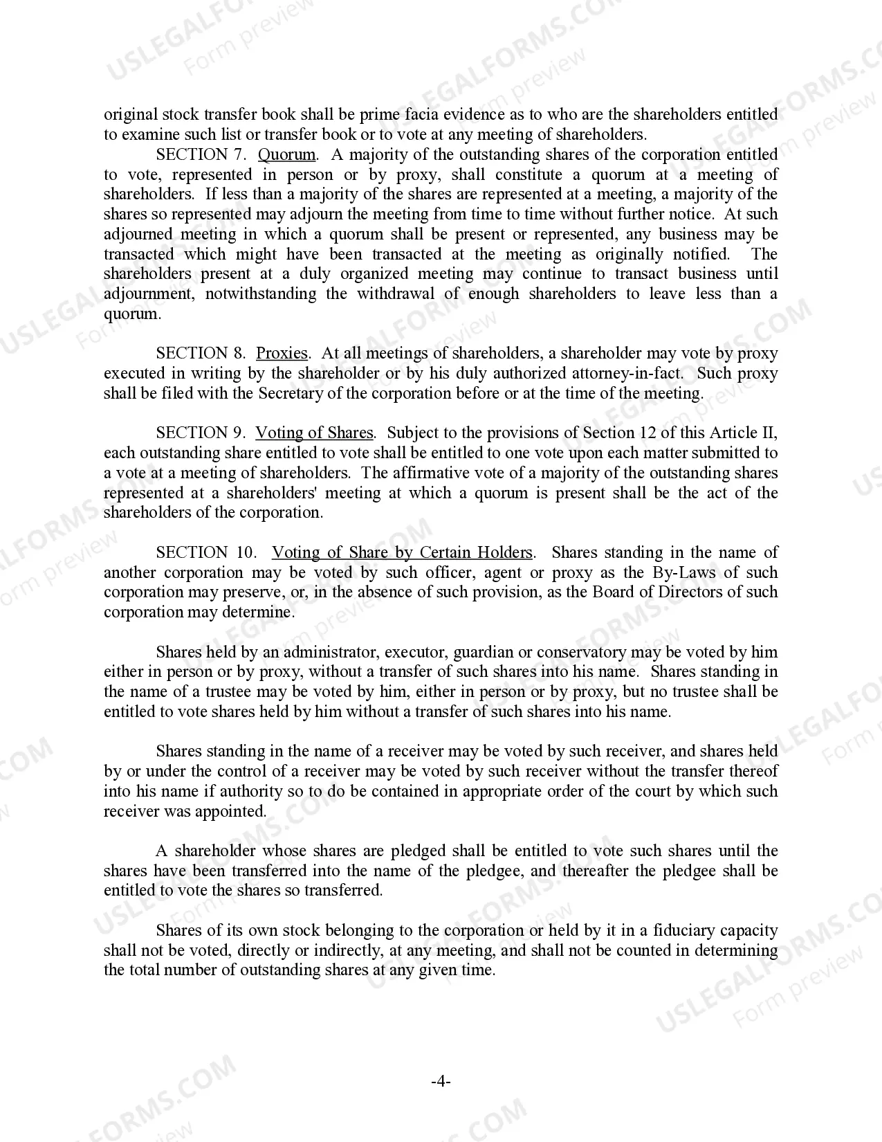 Preview Wyoming Bylaws for Corporation