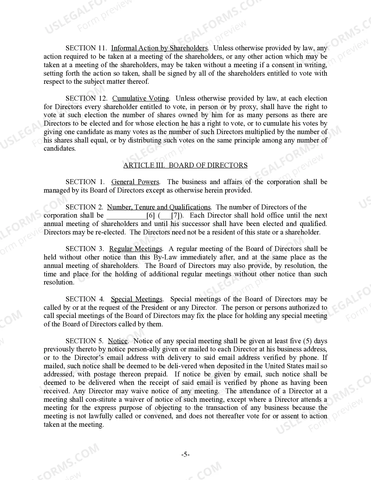 Preview Wyoming Bylaws for Corporation