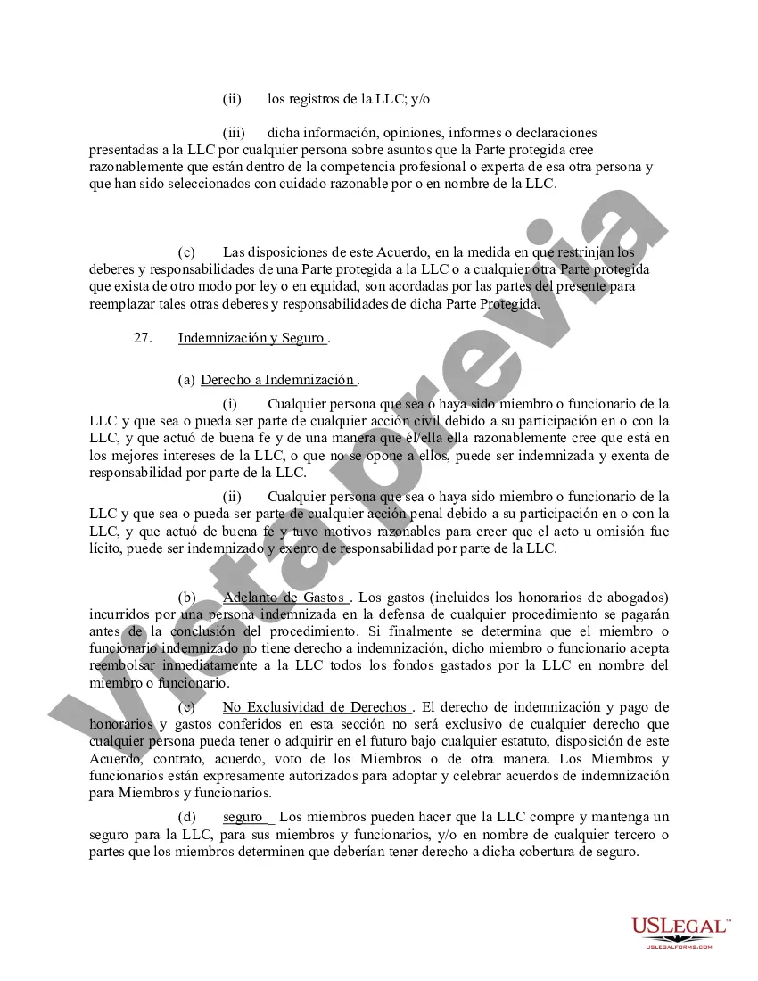 Preview Acuerdo Operativo de Sociedad de Responsabilidad Limitada LLC
