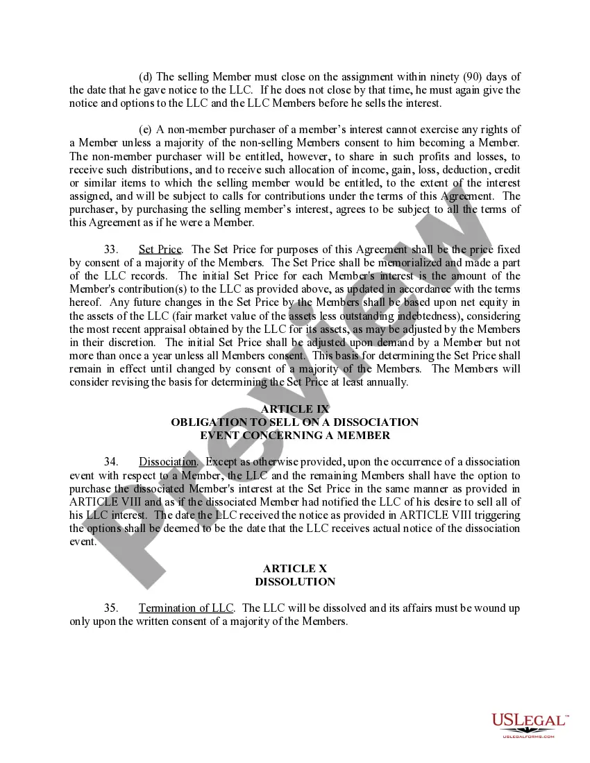 Preview Limited Liability Company LLC Operating Agreement