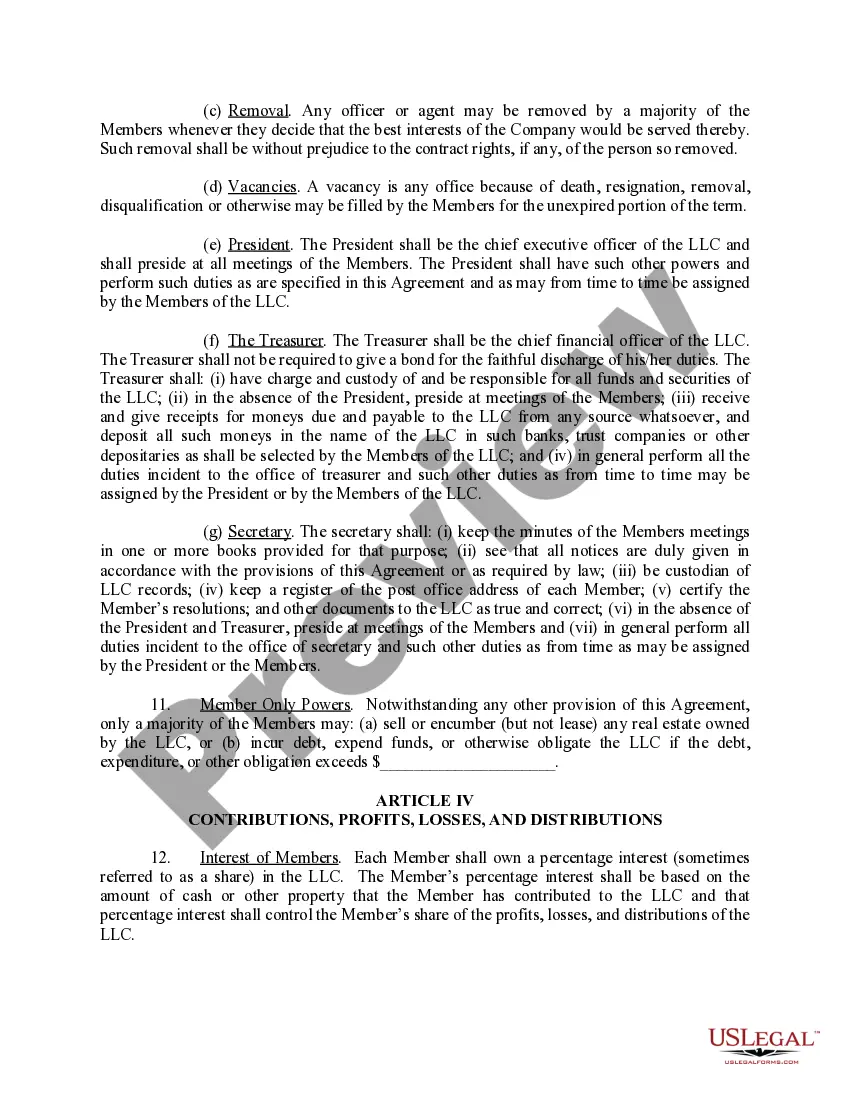 Preview Limited Liability Company LLC Operating Agreement