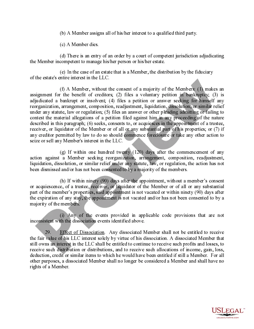 Preview Limited Liability Company LLC Operating Agreement