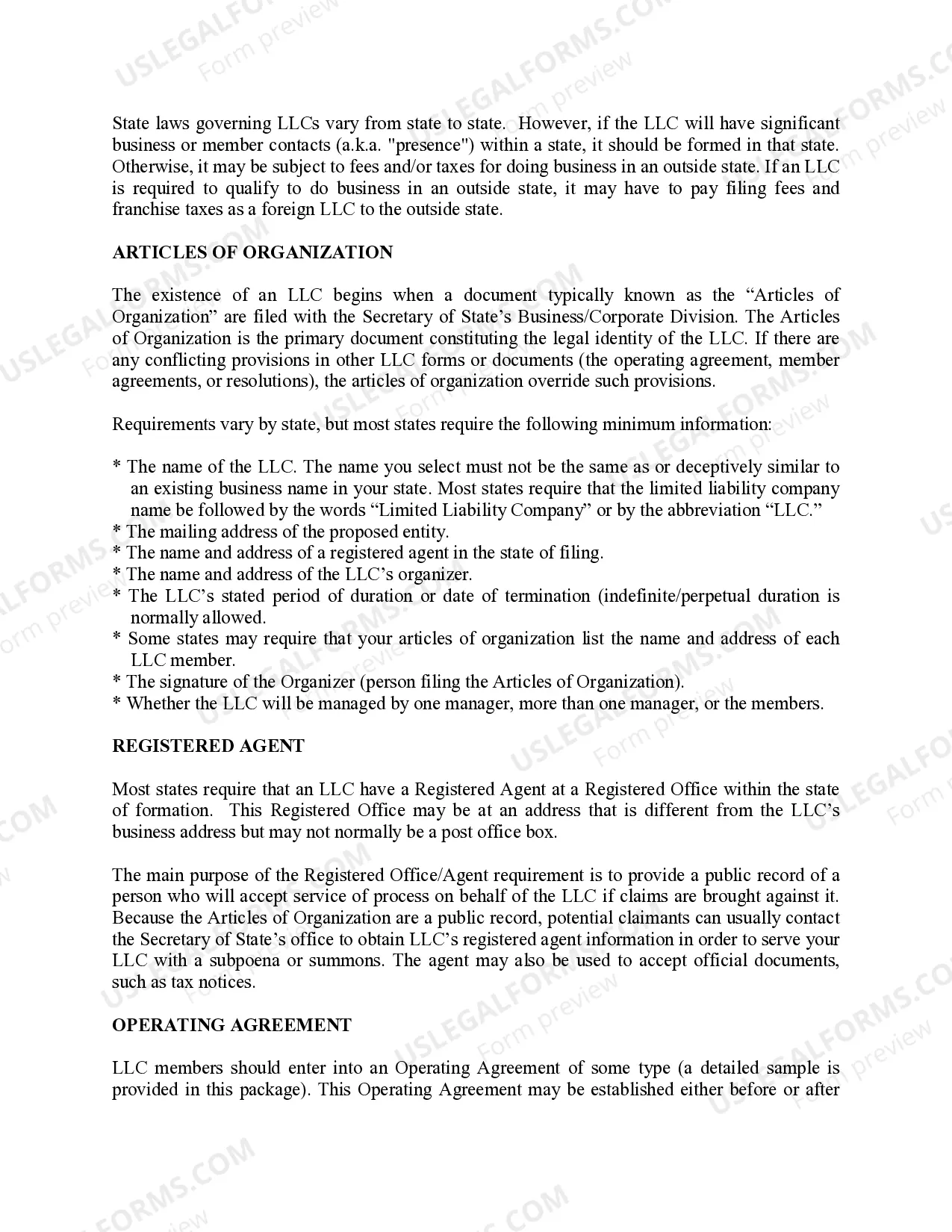 Preview Wyoming Limited Liability Company LLC Formation Package