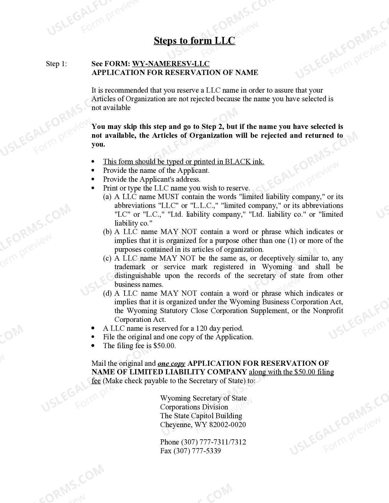 Preview Wyoming Limited Liability Company LLC Formation Package