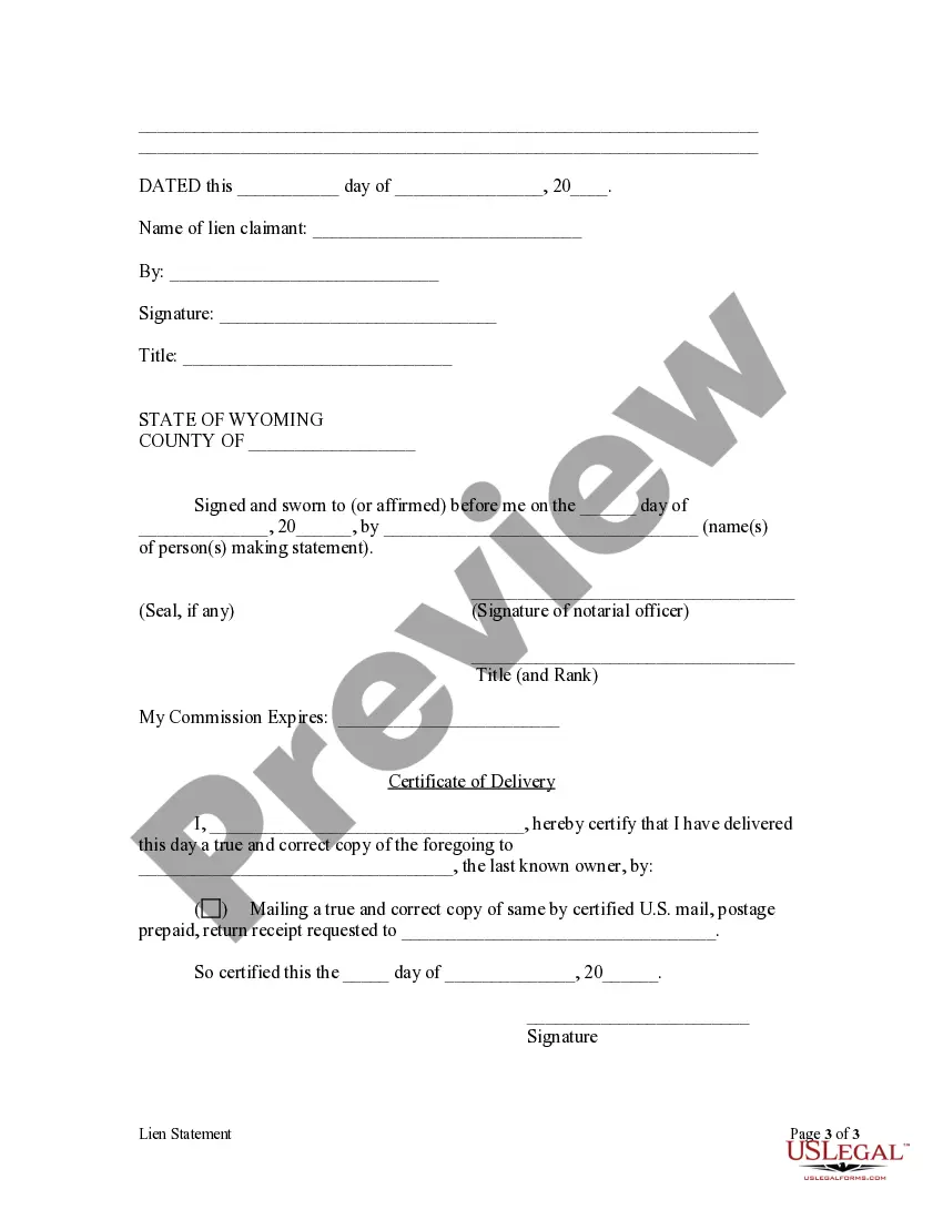 Preview Lien Statement - Individual