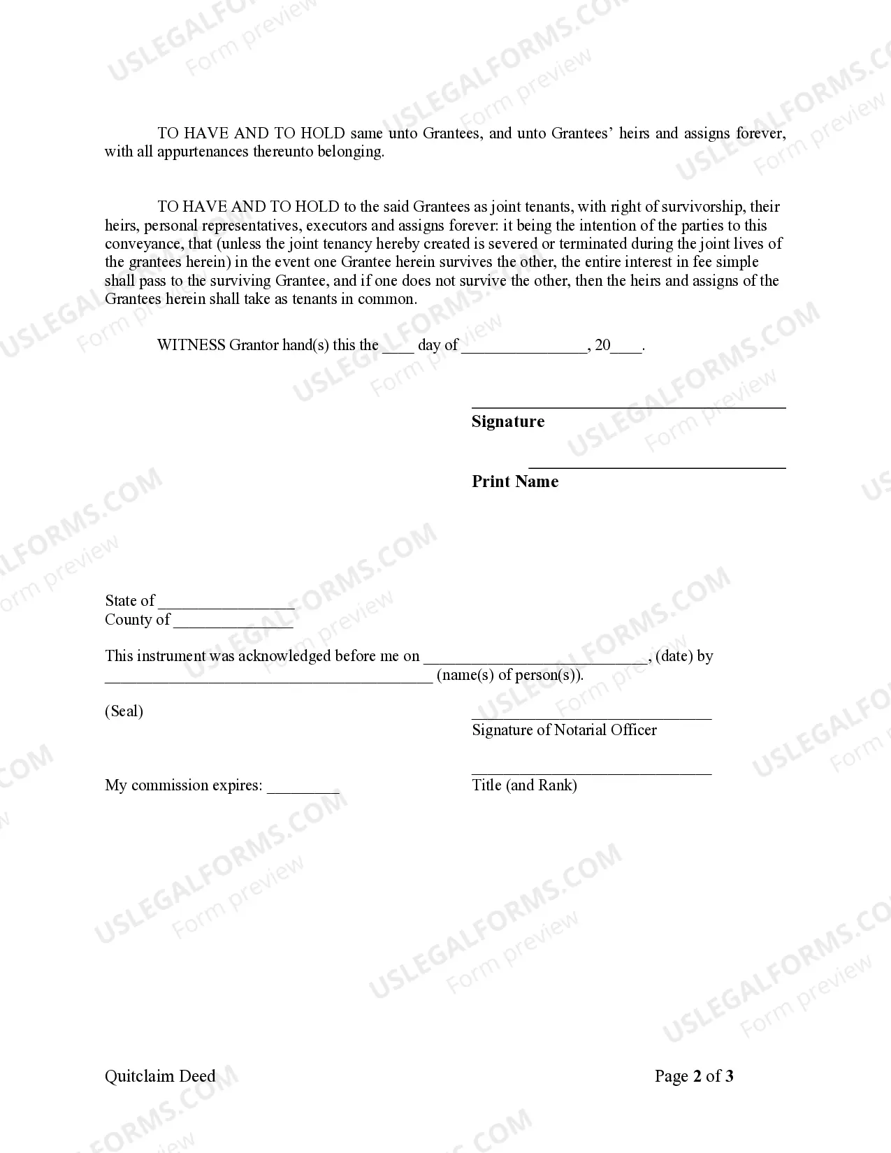 Preview Quitclaim Deed from Individual to Husband and Wife