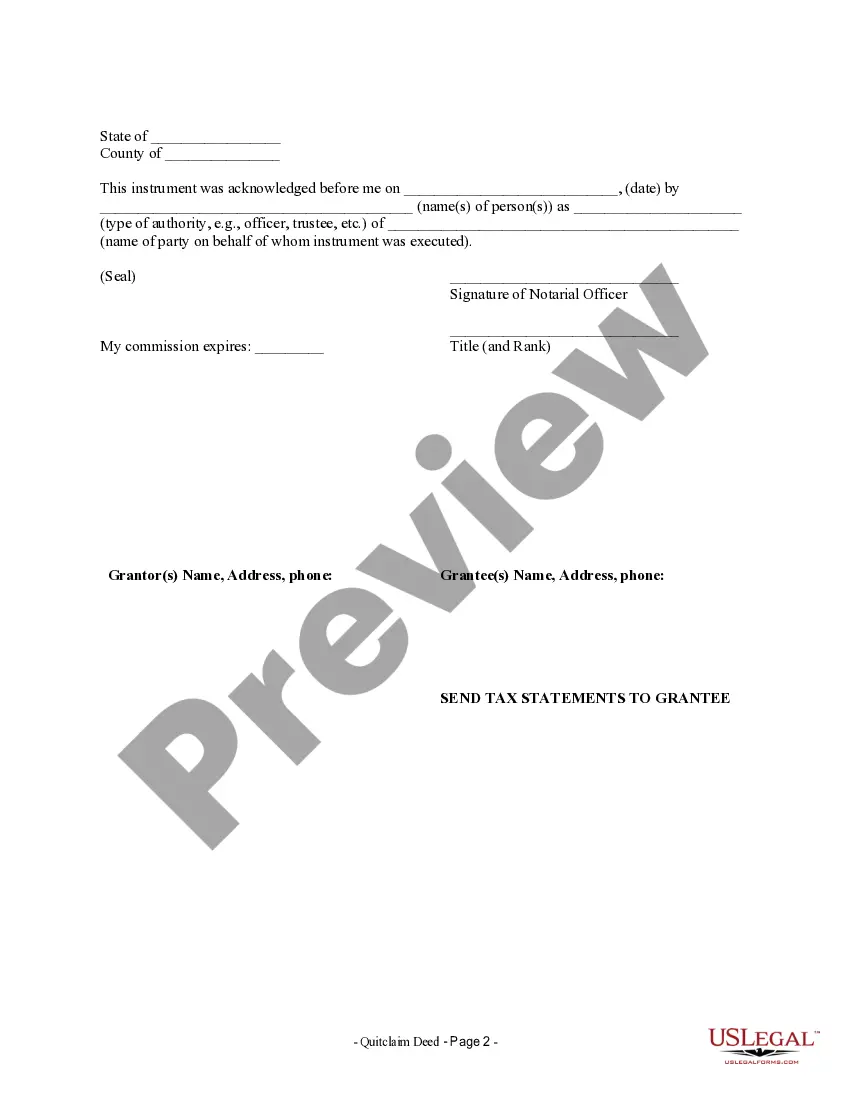 Preview Quitclaim Deed from LLC to Individual