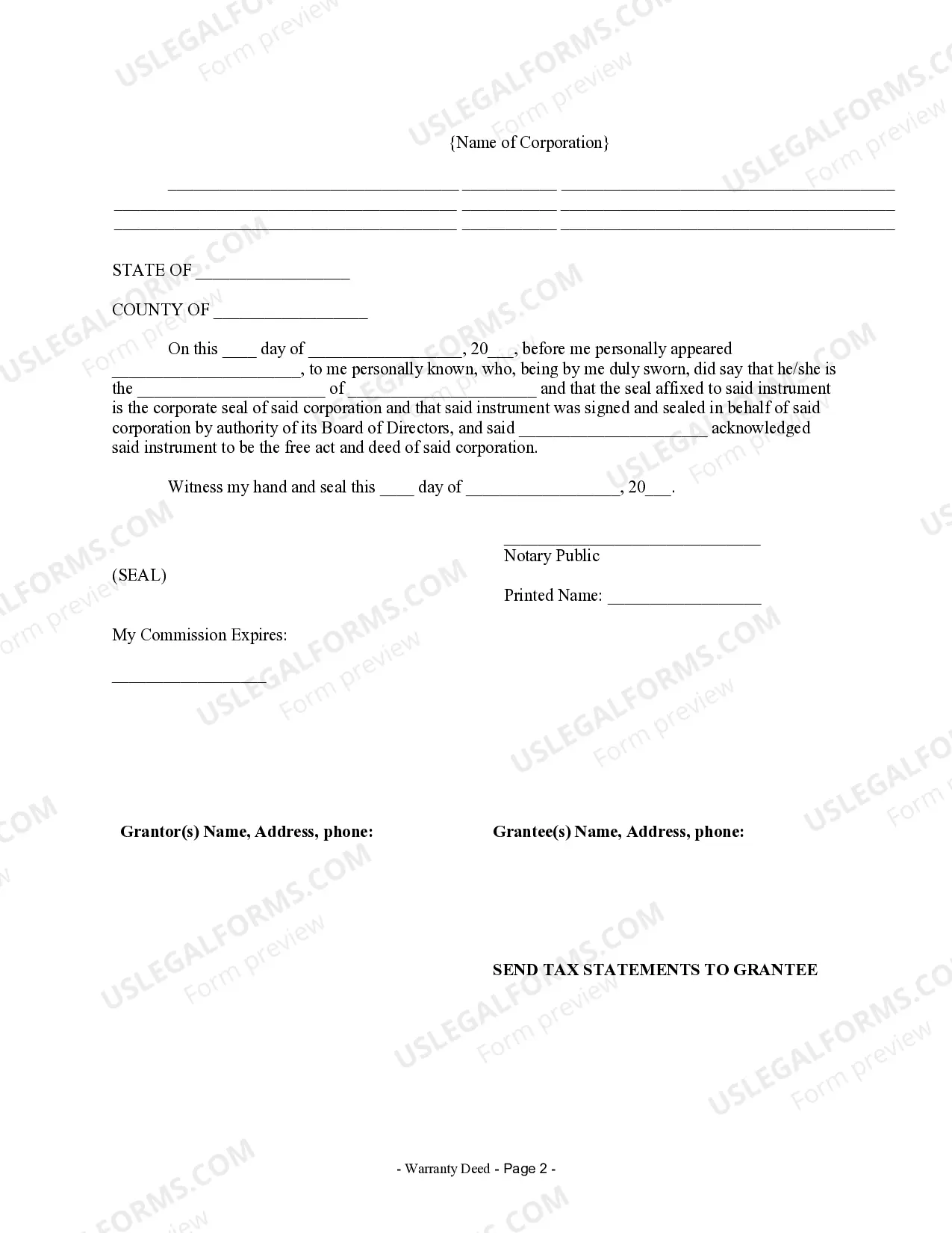 Preview Warranty Deed from Corporation to Corporation