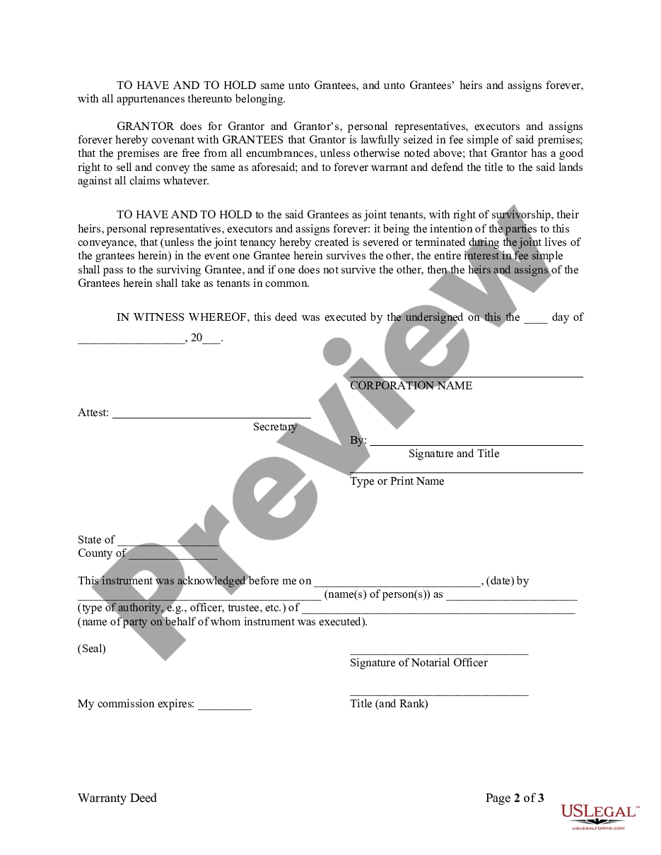 page 1 Warranty Deed from Corporation to Two Individuals preview