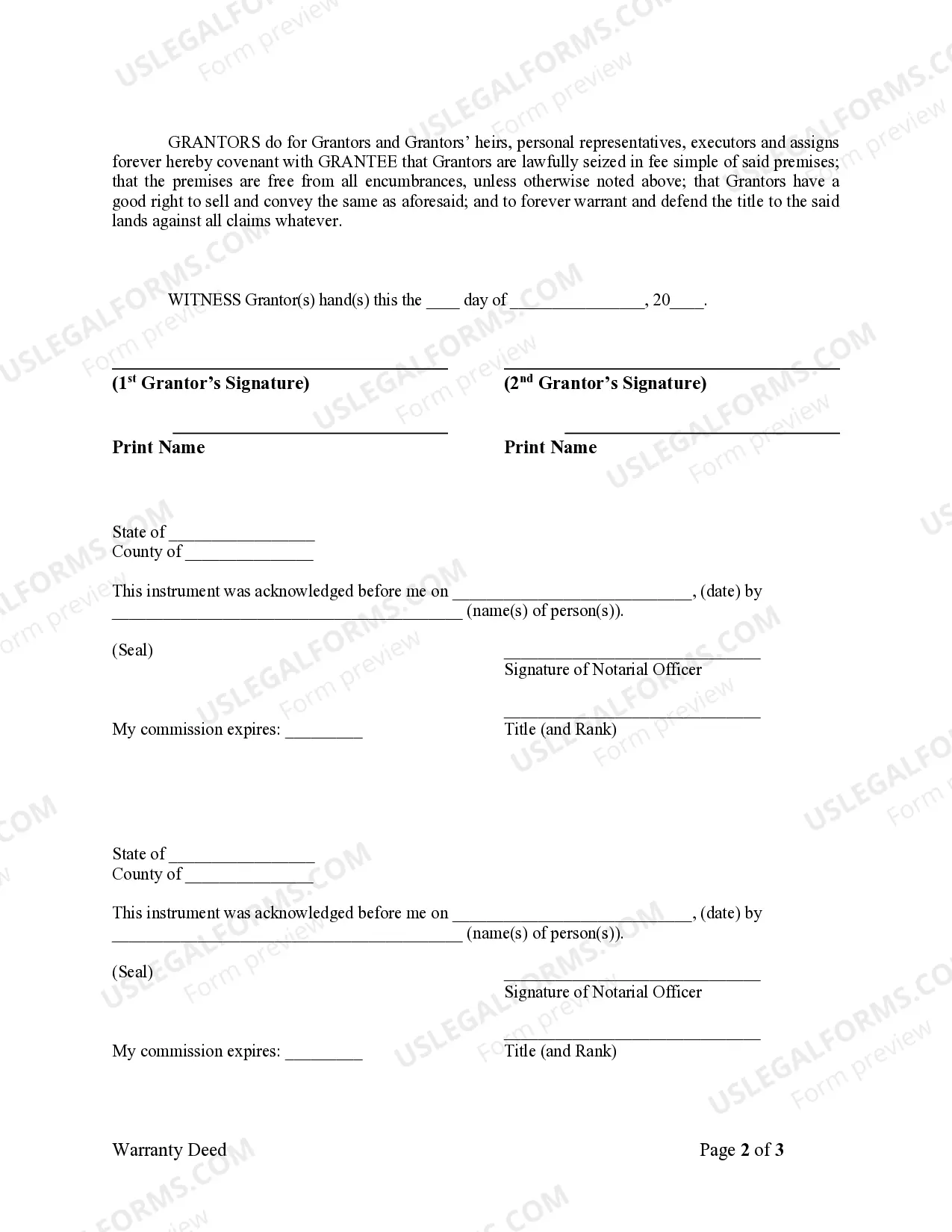 Preview Warranty Deed from Husband and Wife to a Trust