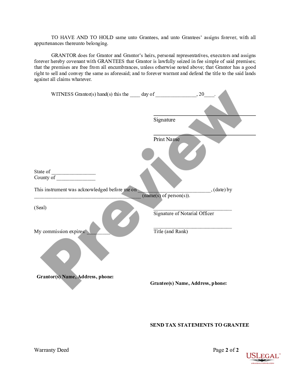 page 1 Warranty Deed from Husband to Himself and Wife preview