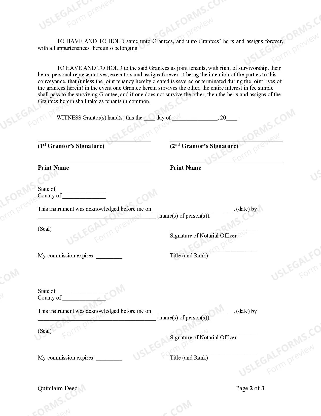 Preview Quitclaim Deed from Husband and Wife to Husband and Wife
