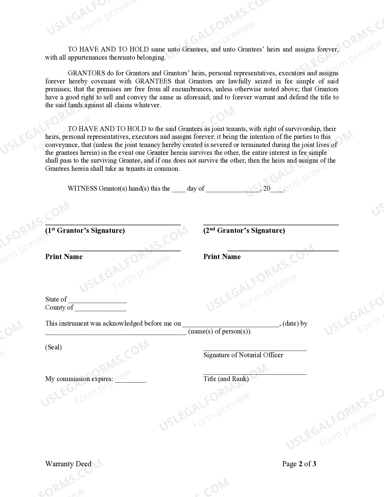 Preview Warranty Deed from Husband and Wife to Husband and Wife