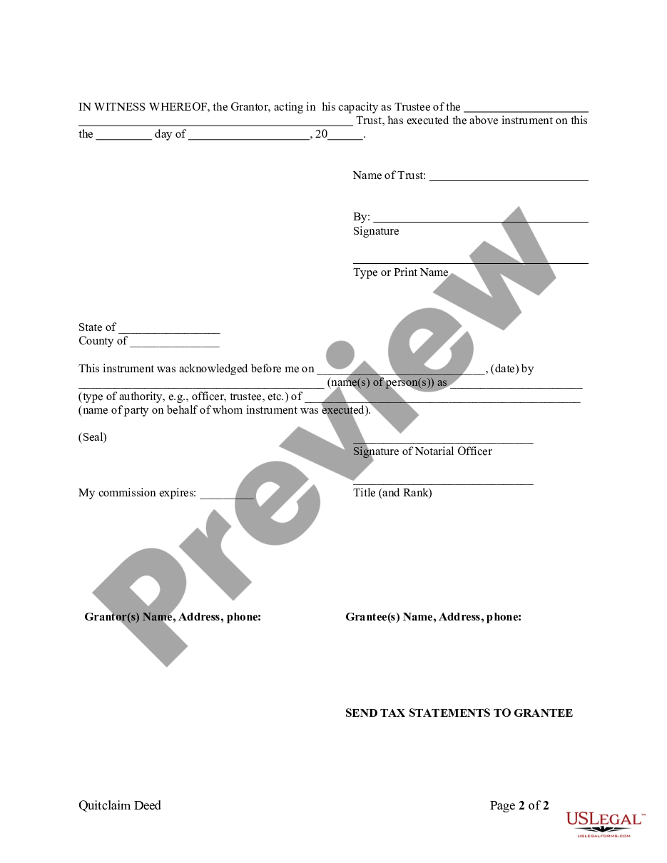 page 3 Quitclaim Deed - Trust to Husband and Wife preview