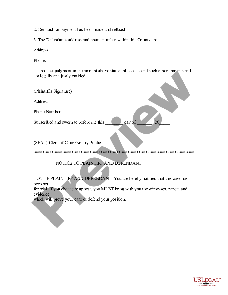 page 1 Appendix of Forms for Wyoming Small Claims Court preview