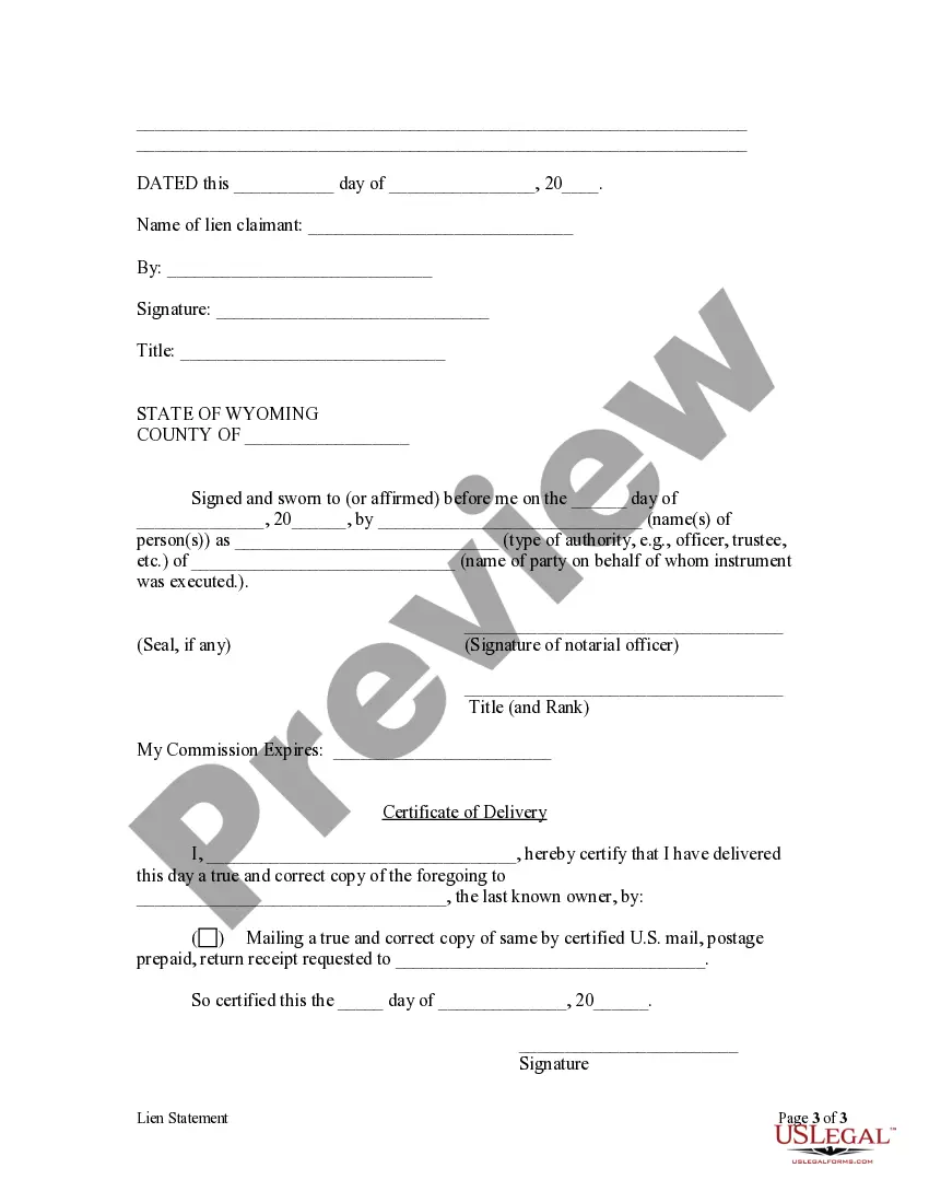 Get Lien Statement by Corporation Preview Lien Statement by Corporation